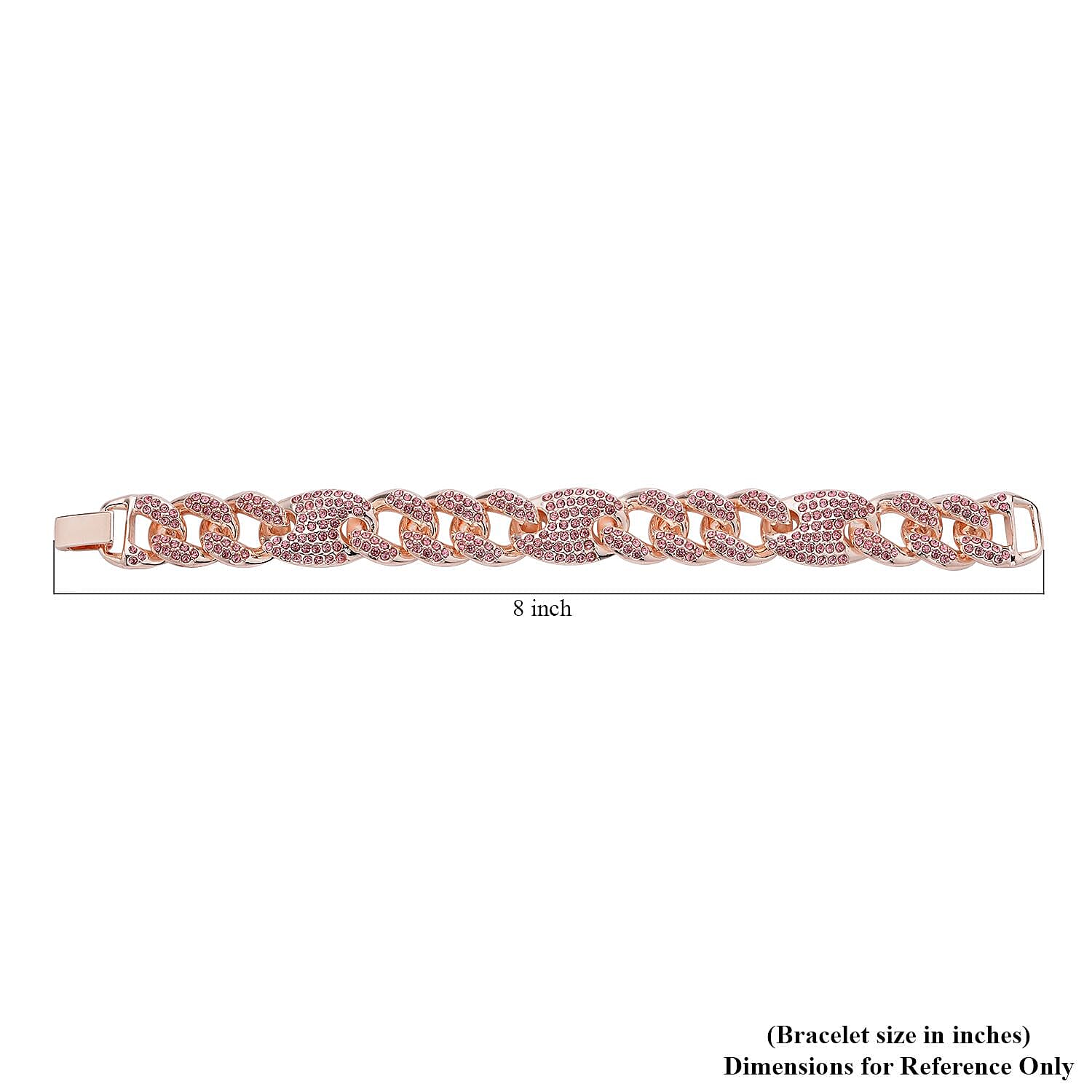 Pink Austrian Crystal Link Bracelet in Rosetone (6.50 In)