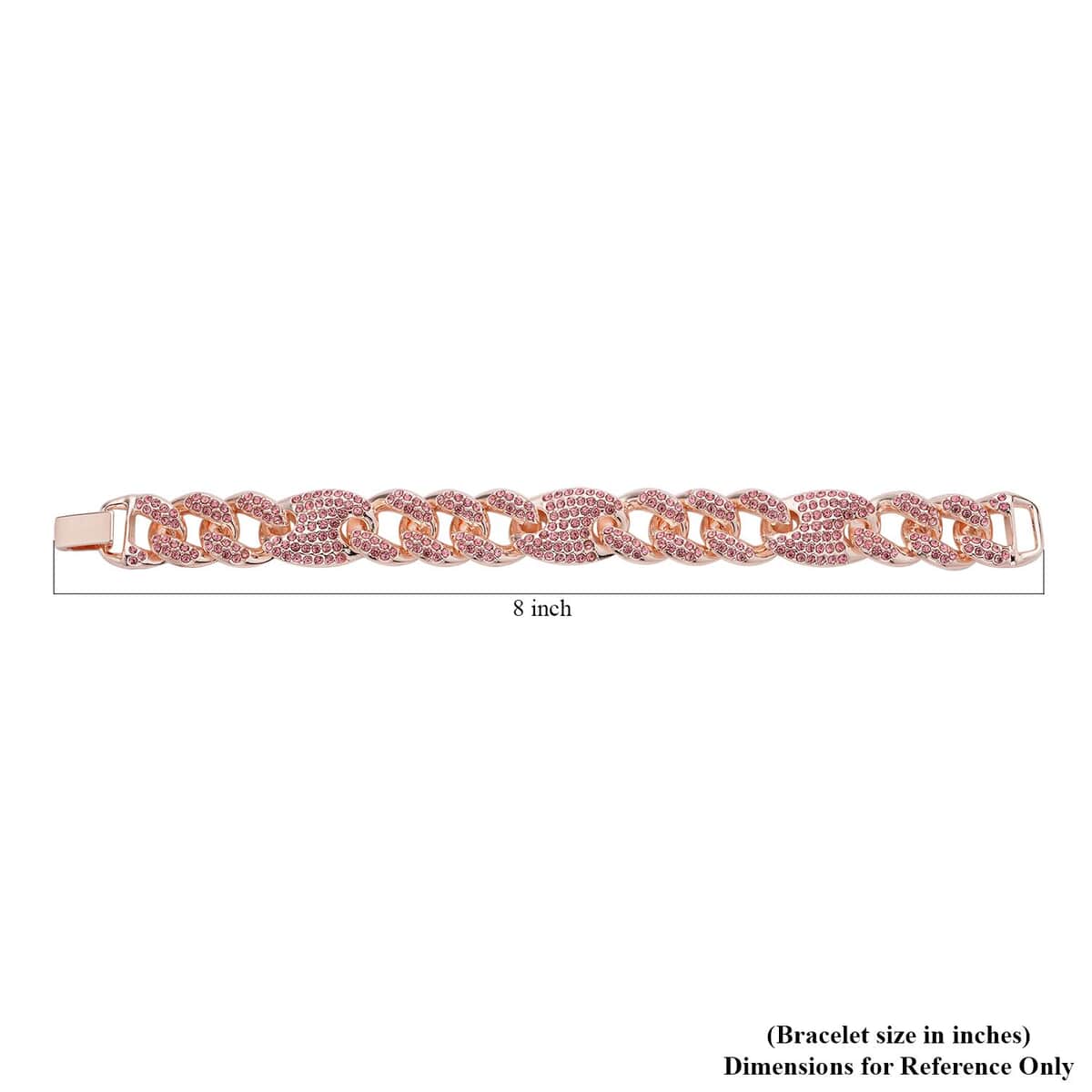 Pink Austrian Crystal Link Bracelet in Rosetone (6.50 In) image number 4
