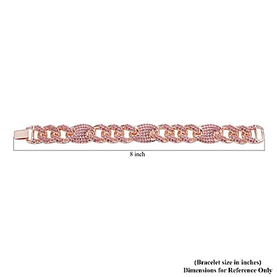 Pink Austrian Crystal Link Bracelet in Rosetone (6.50 In)