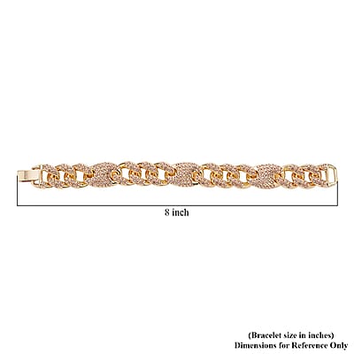 Champagne Austrian Crystal Link Bracelet in Goldtone (7.25 In)