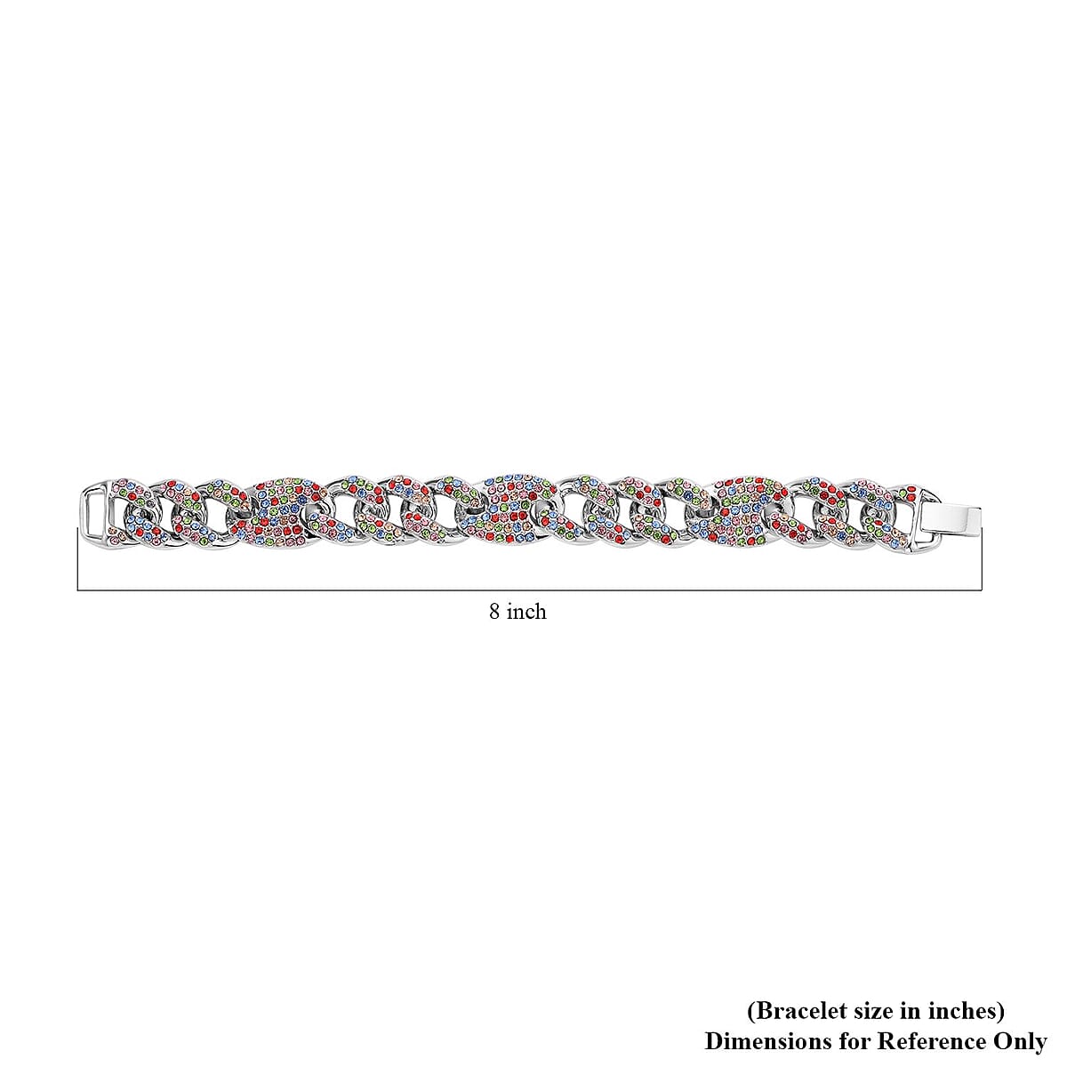 Multi Color Austrian Crystal Link Bracelet in Silvertone (8.00 In) image number 4
