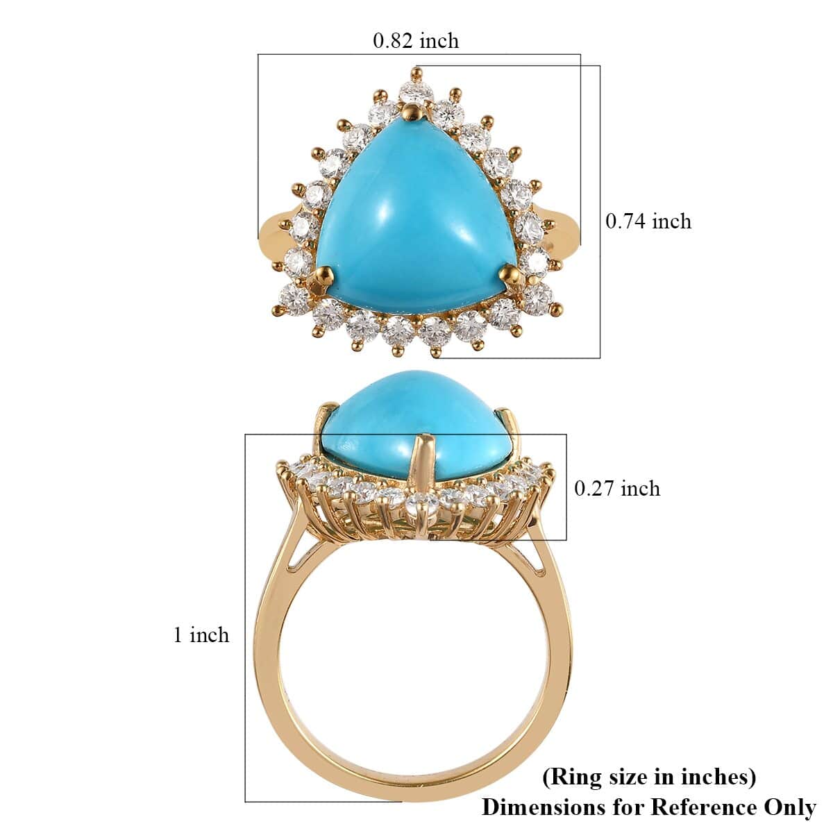 TLV American Natural Sleeping Beauty Turquoise, Moissanite Halo Ring in Vermeil YG Over Sterling Silver (Size 10.0) 5.60 ctw image number 5