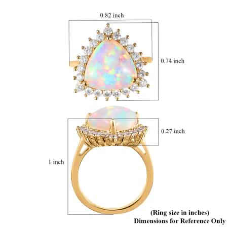 Premium Ethiopian Welo Opal and Moissanite Halo Ring in Vermeil Yellow Gold Over Sterling Silver (Size 10.0) 4.10 ctw image number 5