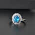 TLV Malgache Neon Apatite, Diamond (0.30 cts) Halo Ring in Platinum Over Sterling Silver (Size 10.0) 1.15 ctw image number 1