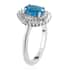 TLV Malgache Neon Apatite, Diamond (0.30 cts) Halo Ring in Platinum Over Sterling Silver (Size 10.0) 1.15 ctw image number 3