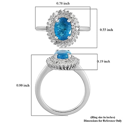 Malgache Neon Apatite and Diamond Double Halo Swirl Ring in Platinum Over Sterling Silver (Size 10.0) 1.20 ctw