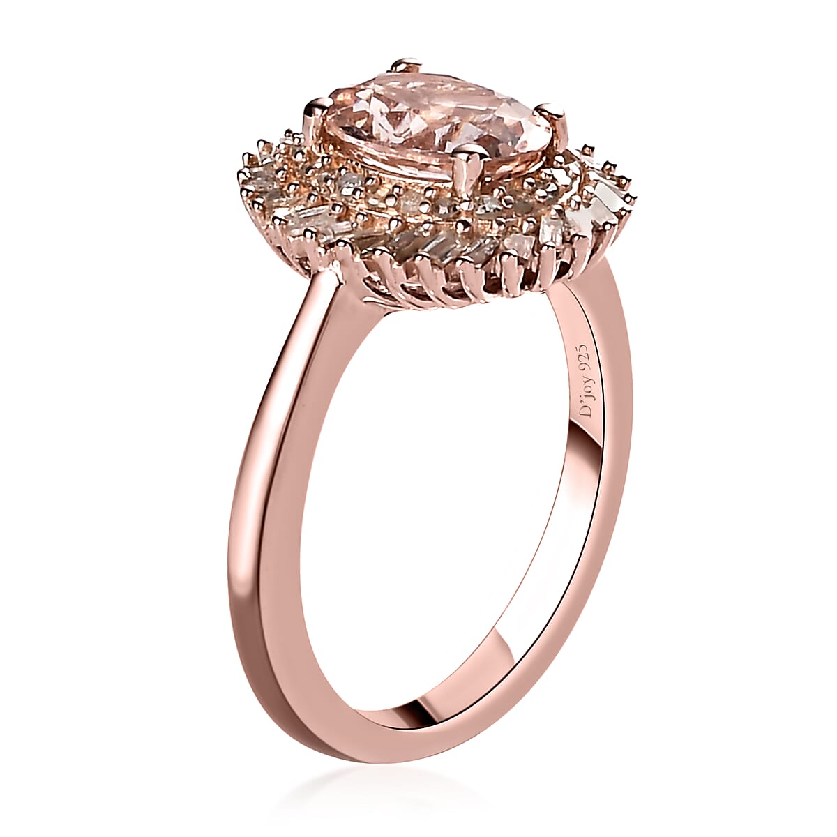 Marropino Morganite and Diamond Double Halo Swirl Ring in Vermeil Rose Gold Over Sterling Silver (Size 5.0) 1.35 ctw image number 3
