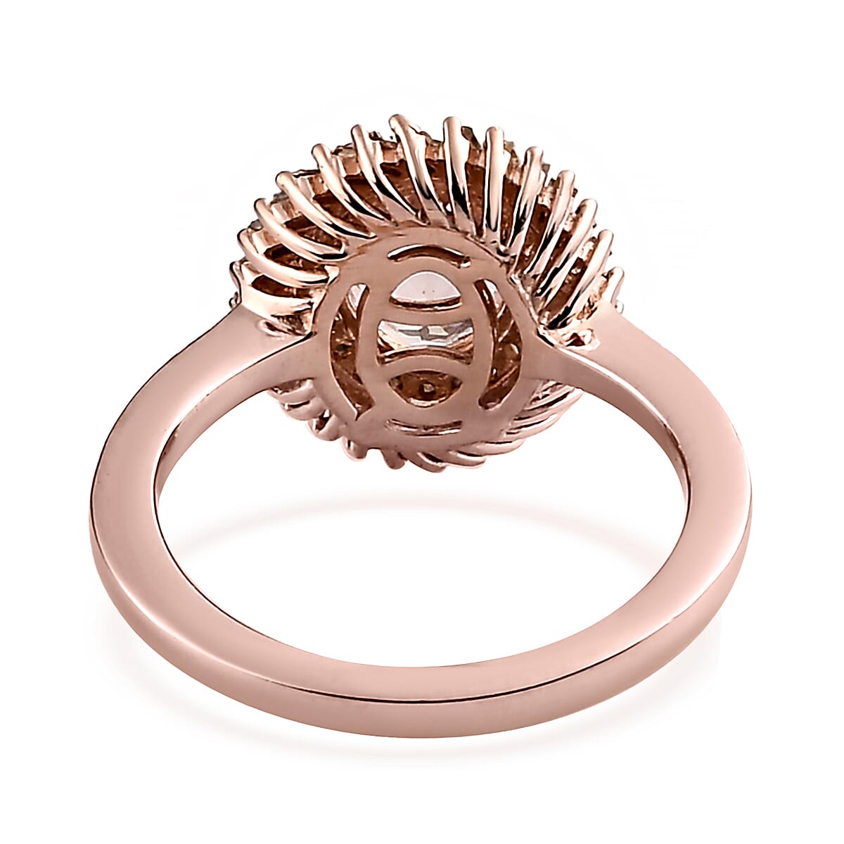 Marropino Morganite and Diamond Double Halo Swirl Ring in Vermeil Rose Gold Over Sterling Silver (Size 5.0) 1.35 ctw image number 4