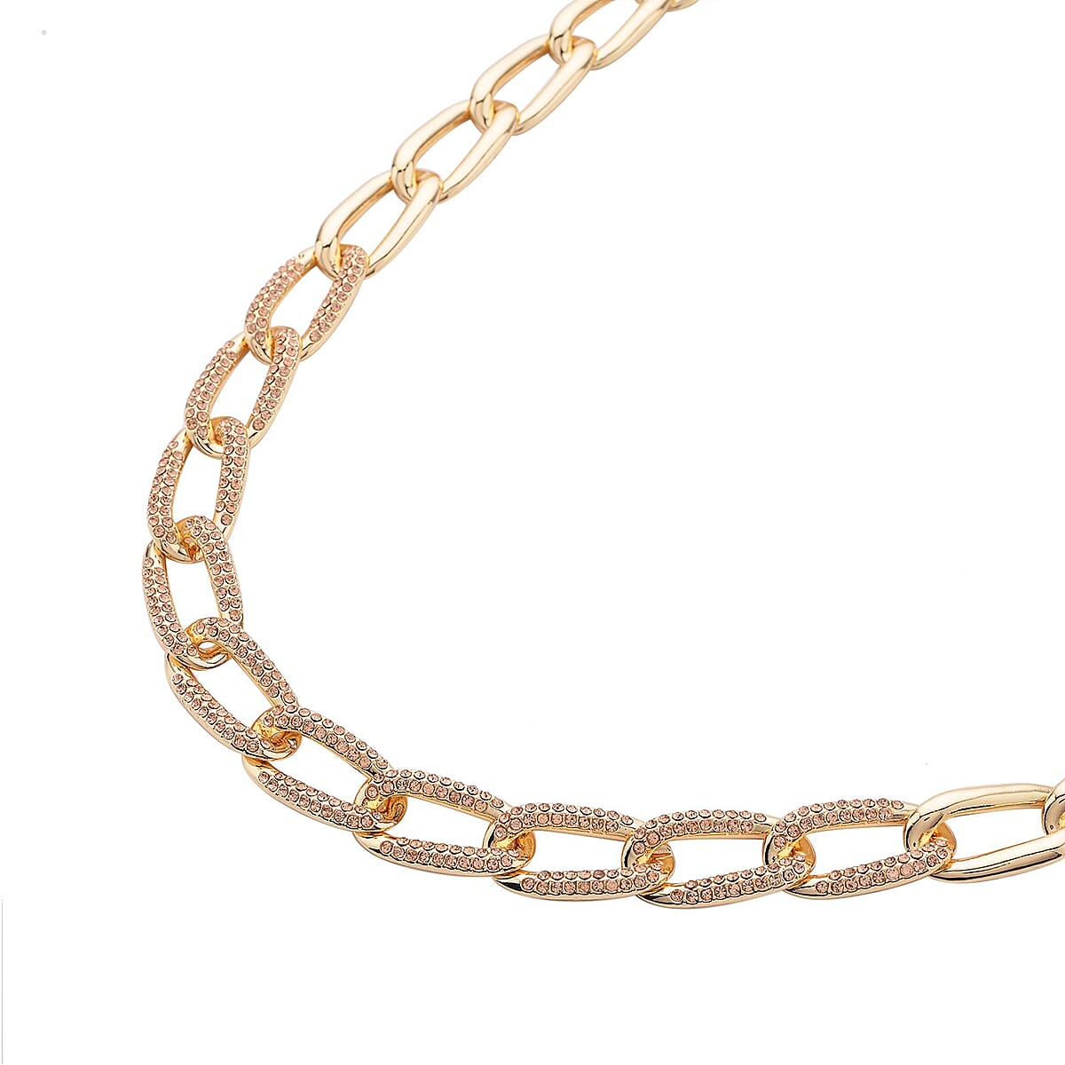 Champagne Color Austrian Crystal Paperclip Necklace 18.5-22.50 Inches in Goldtone image number 2