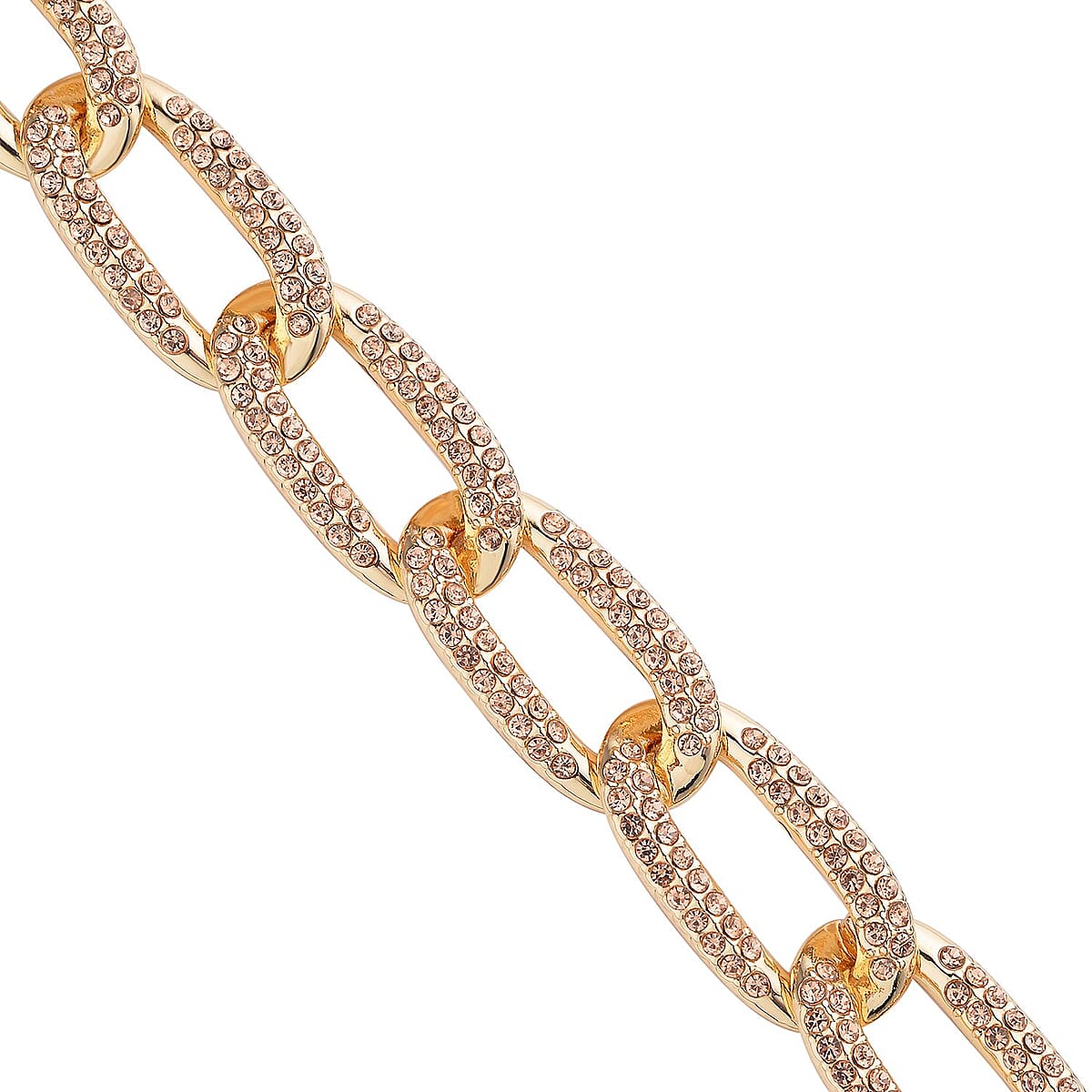 Champagne Color Austrian Crystal Paperclip Necklace 18.5-22.50 Inches in Goldtone image number 3