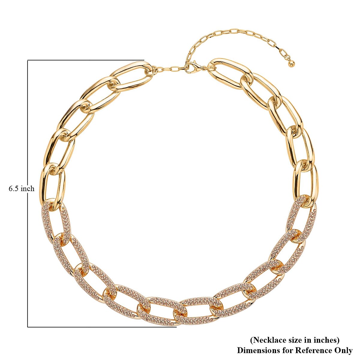 Champagne Color Austrian Crystal Paperclip Necklace 18.5-22.50 Inches in Goldtone image number 4