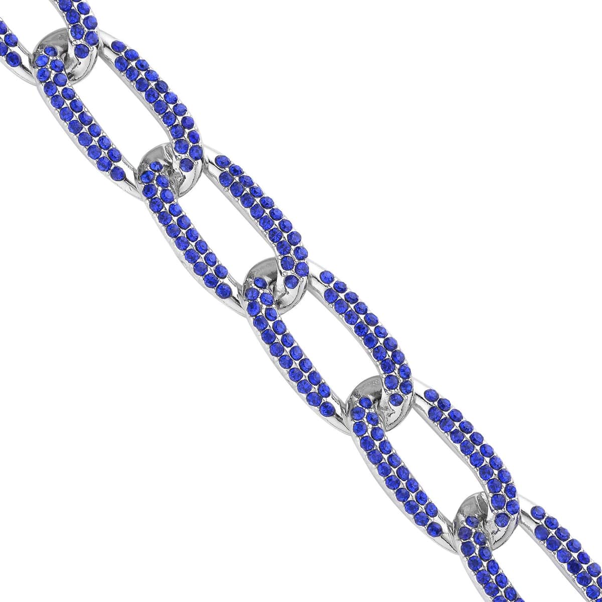 Blue Austrian Crystal Paperclip Necklace (18.5-22.50 Inches) in Silvertone image number 3