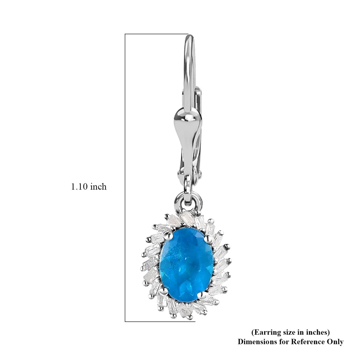 TLV Malgache Neon Apatite, Diamond Lever Back Earrings in Platinum Over Sterling Silver 1.75 ctw image number 4