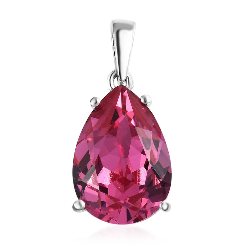 Rose Crystal Solitaire Drop Pendant in Sterling Silver 4.75 ctw