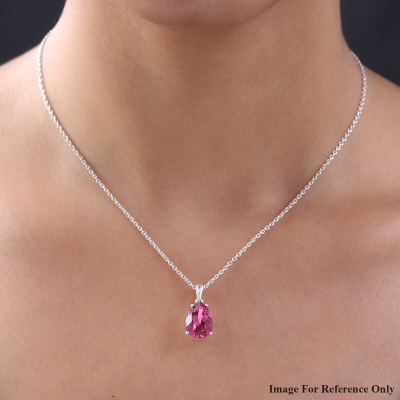 Rose Crystal Solitaire Drop Pendant in Sterling Silver 4.75 ctw