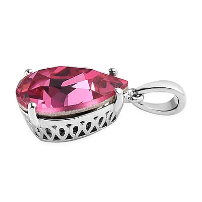 Rose Crystal Solitaire Drop Pendant in Sterling Silver 4.75 ctw