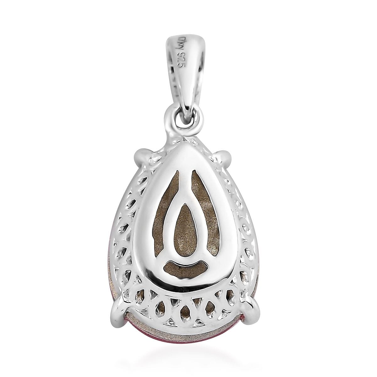 Rose Crystal Solitaire Drop Pendant in Sterling Silver 4.75 ctw