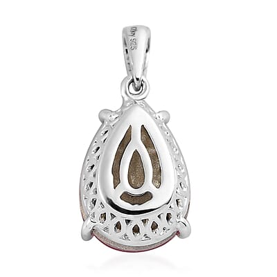 Rose Crystal Solitaire Drop Pendant in Sterling Silver 4.75 ctw