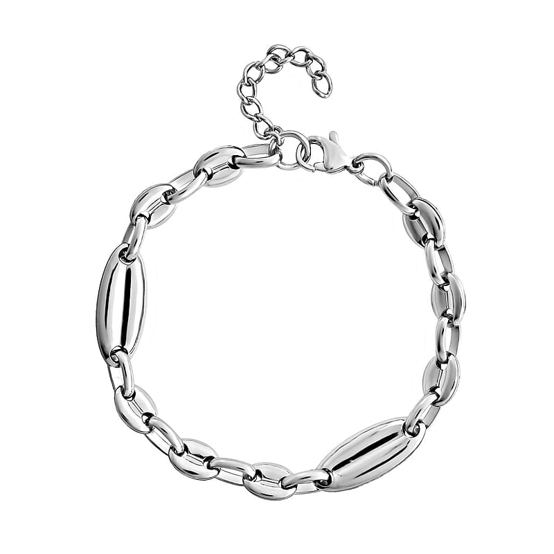 Pig Nose Chain Bracelet in Stainless Steel (8-9.50In) , Tarnish-Free, Waterproof, Sweat Proof Jewelry