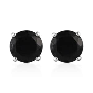 Elite Shungite Solitaire Stud Earrings in Platinum Over Sterling Silver 2.35 ctw