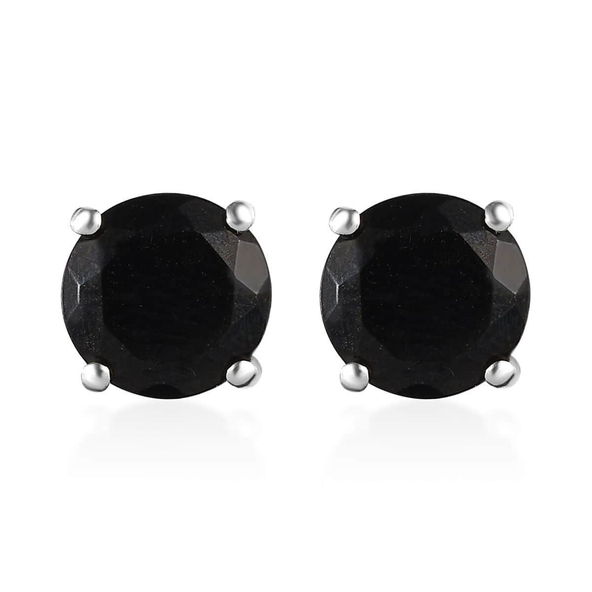 Elite Shungite Solitaire Stud Earrings in Platinum Over Sterling Silver 2.60 ctw image number 0