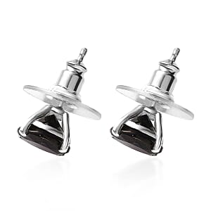 Elite Shungite Solitaire Stud Earrings in Platinum Over Sterling Silver 2.35 ctw