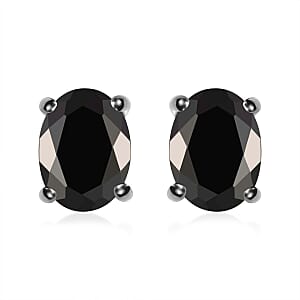 Elite Shungite Solitaire Stud Earrings in Platinum Over Sterling Silver 1.50 ctw