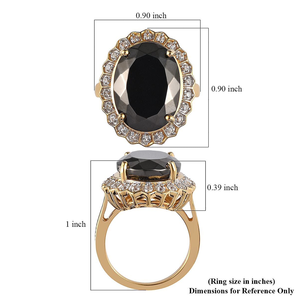 Elite Shungite and White Zircon Halo Ring in Vermeil Yellow Gold Over Sterling Silver (Size 10.0) 6.35 ctw image number 5