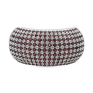 Mozambique Garnet 0.37 ctw Ring in Rhodium Over Sterling Silver (Size 9)