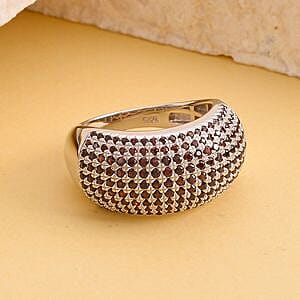 Mozambique Garnet 0.37 ctw Ring in Rhodium Over Sterling Silver (Size 9)
