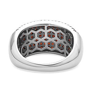 Mozambique Garnet 0.37 ctw Ring in Rhodium Over Sterling Silver (Size 9)