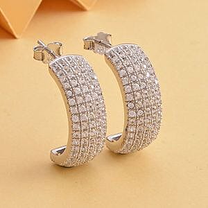 White Zircon 0.84 ctw Earrings in Rhodium Over Sterling Silver