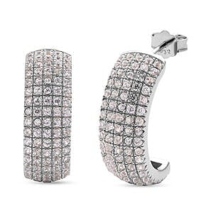 White Zircon 0.84 ctw Earrings in Rhodium Over Sterling Silver