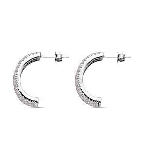 White Zircon 0.84 ctw Earrings in Rhodium Over Sterling Silver