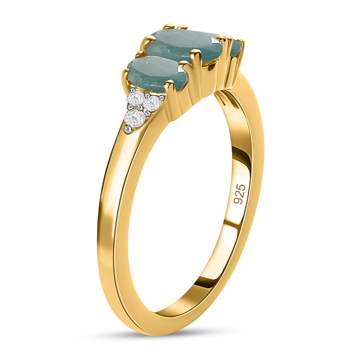 Grandidierite and White Zircon 1.15 ctw Ring in 14K Yellow Gold Over Sterling Silver (Size 10.0)