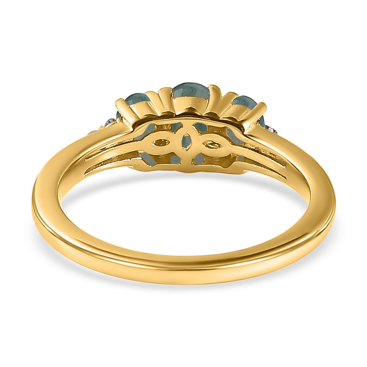 Grandidierite and White Zircon 1.15 ctw Ring in 14K Yellow Gold Over Sterling Silver (Size 10.0)