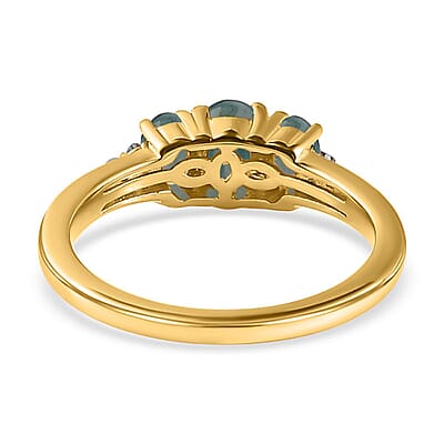 Grandidierite and White Zircon 1.15 ctw Ring in 14K Yellow Gold Over Sterling Silver (Size 10.0)