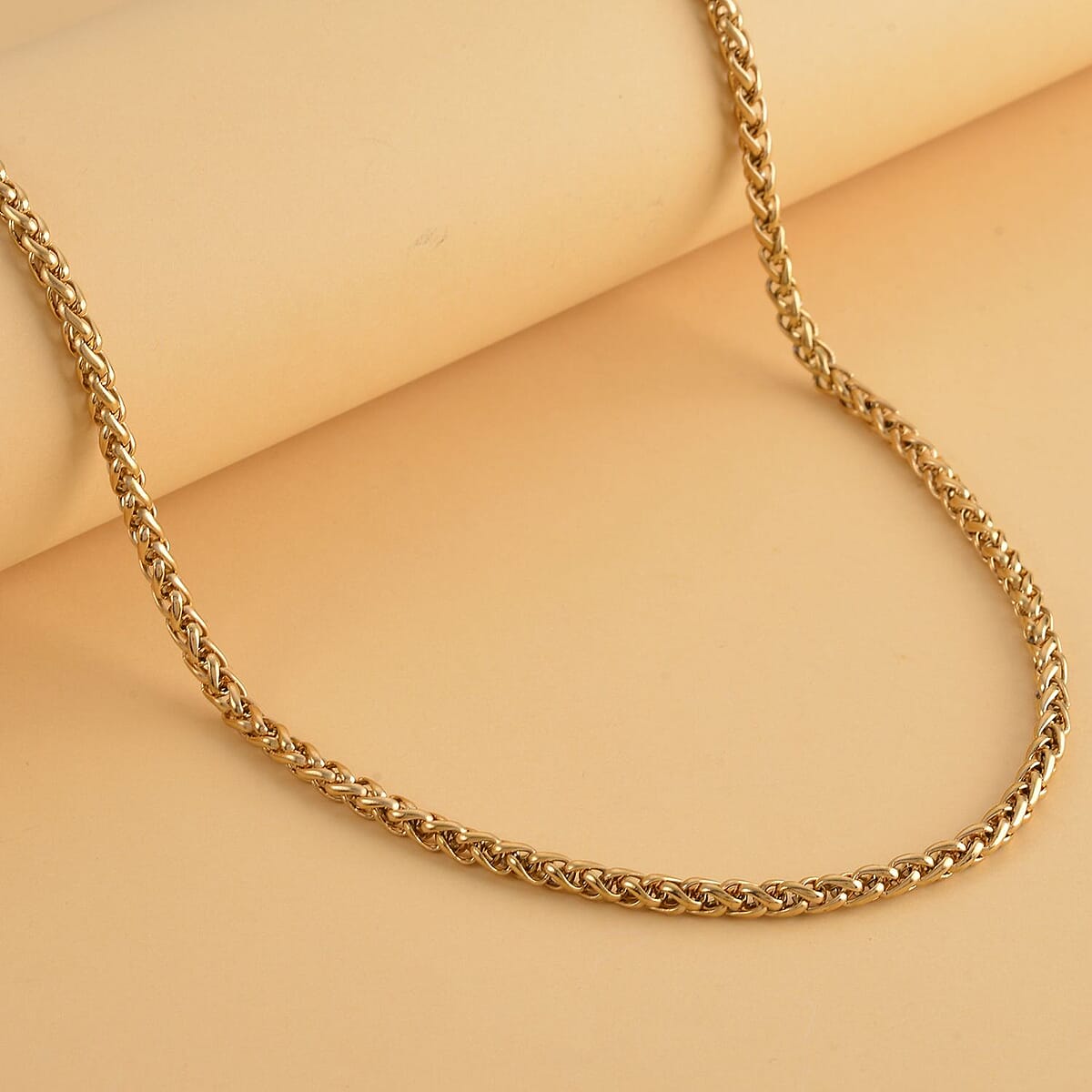Wheat Necklace 24 Inches in ION Plated Yellow Gold Stainless Steel 23 Grams image number 1