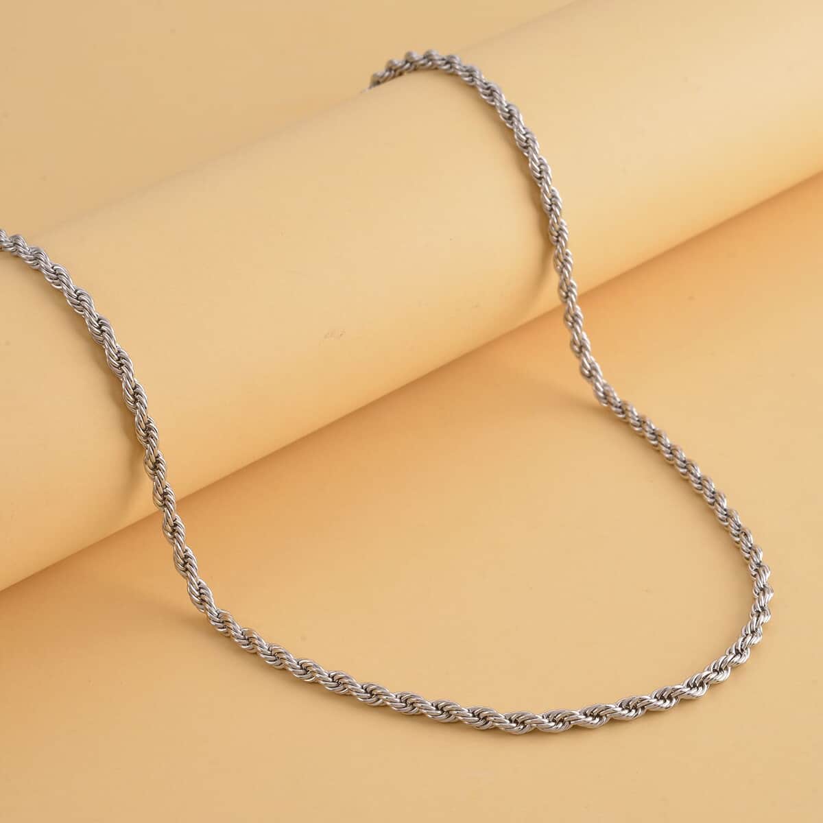 Rope Necklace 24 Inches in Stainless Steel 22.30 Grams image number 1