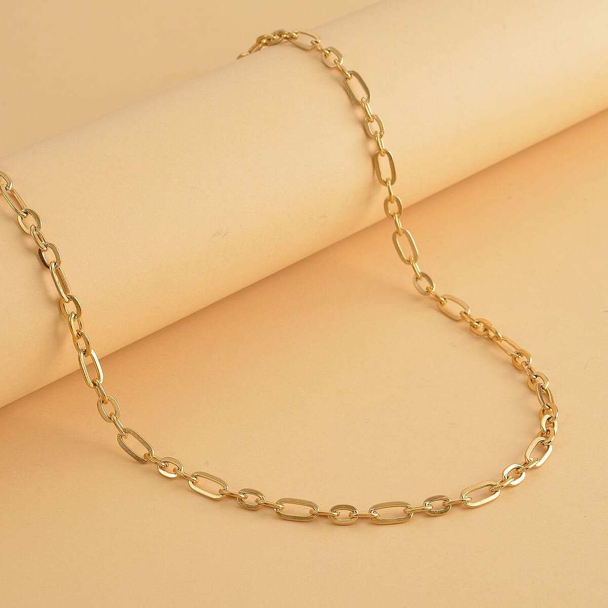 Paper Clip Necklace (24 Inches) in ION Plated YG Stainless Steel (15 g) | Tarnish-Free, Waterproof, Sweat Proof Jewelry image number 1