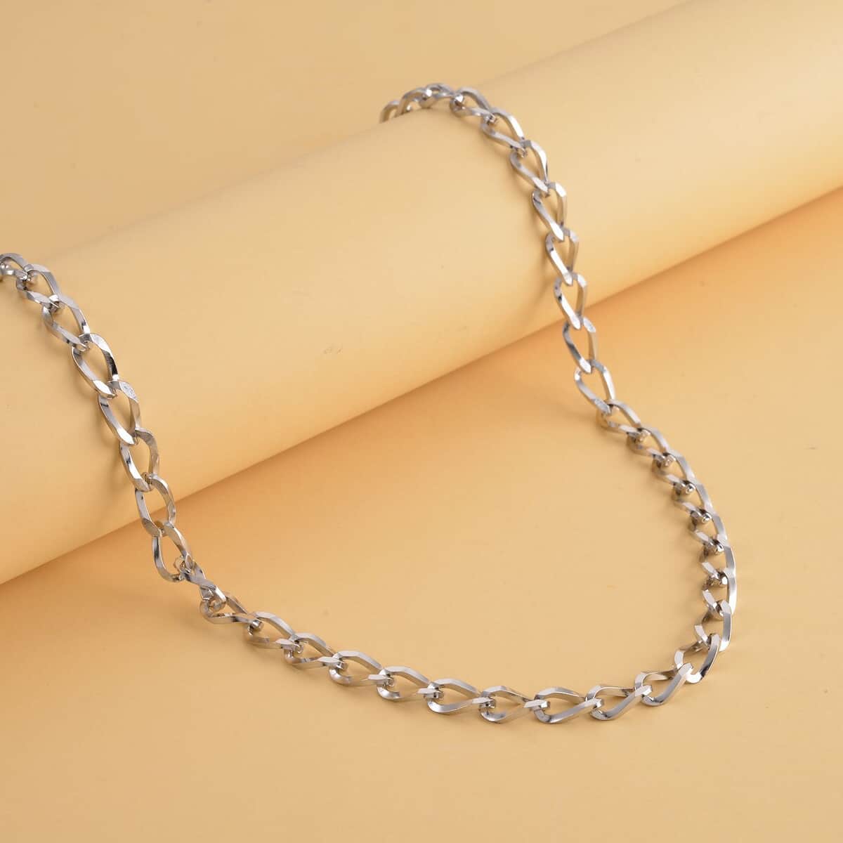 Striking Curb Necklace 24 Inches in Stainless Steel 32 Grams image number 1