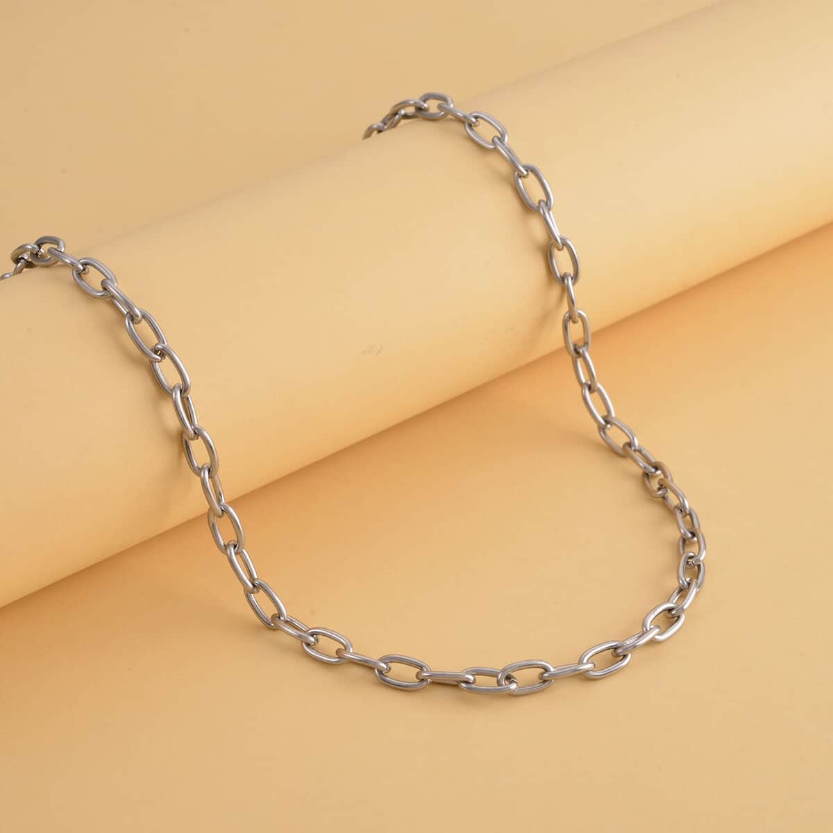 Striking Rolo Necklace 20 Inches in Stainless Steel 18 Grams image number 1