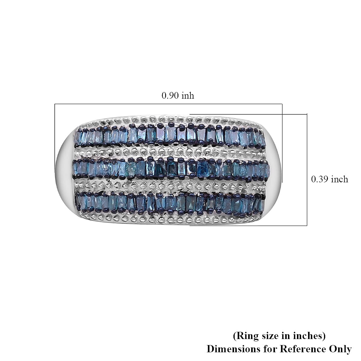 Blue Diamond Ring in Rhodium and Platinum Over Sterling Silver (Size 7.0) 0.50 ctw image number 5