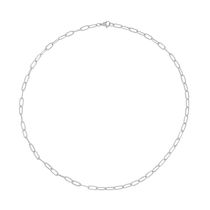 Textured Paper Clip Necklace 20 Inches in Stainless Steel