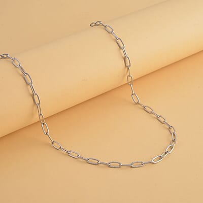 Textured Paper Clip Necklace 20 Inches in Stainless Steel