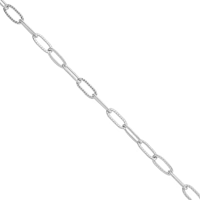 Textured Paper Clip Necklace 20 Inches in Stainless Steel