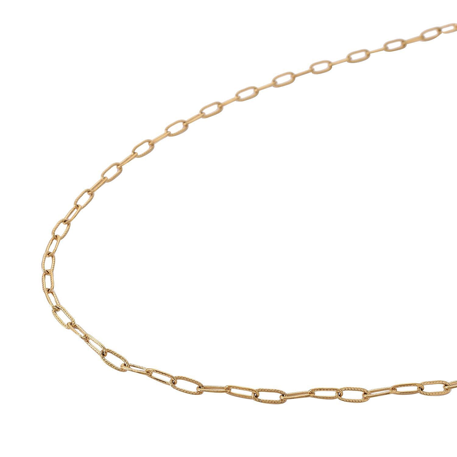 Textured Paper Clip Necklace 20 Inches in ION Plated Yellow Gold Stainless Steel
