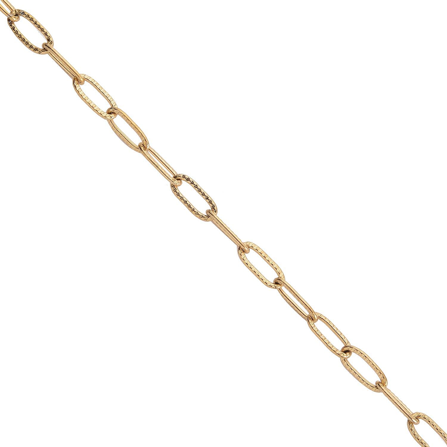 Textured Paper Clip Necklace 20 Inches in ION Plated Yellow Gold Stainless Steel