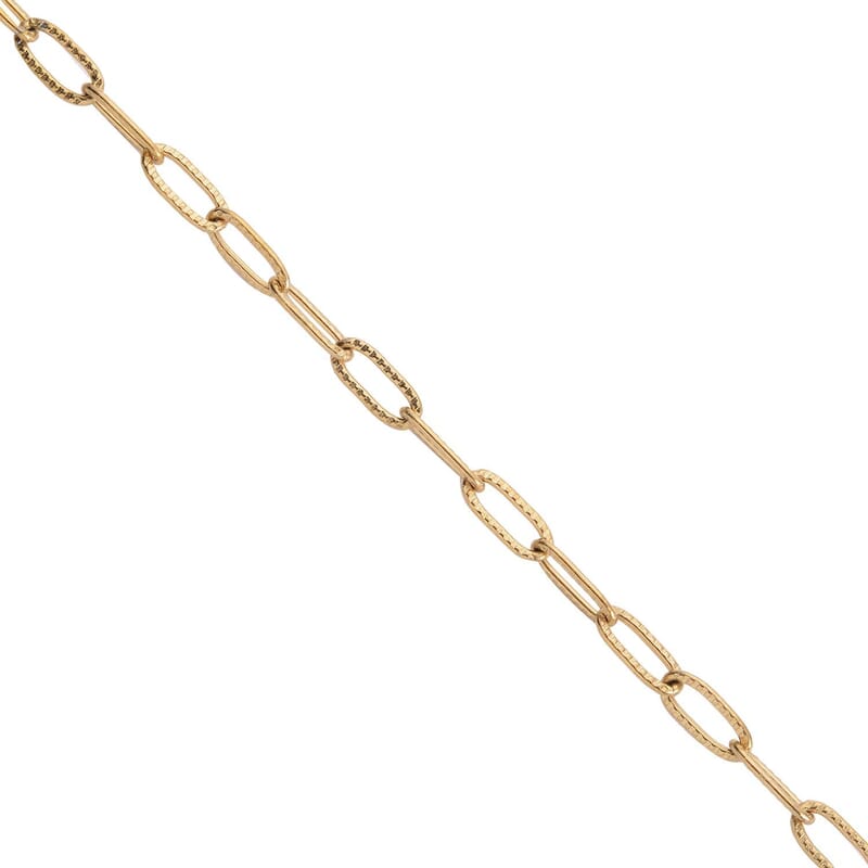Textured Paper Clip Necklace 20 Inches in ION Plated Yellow Gold Stainless Steel