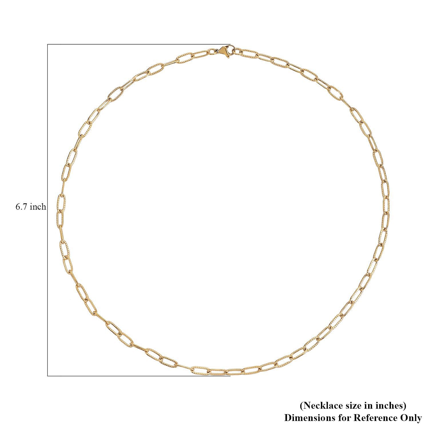 Textured Paper Clip Necklace 20 Inches in ION Plated Yellow Gold Stainless Steel